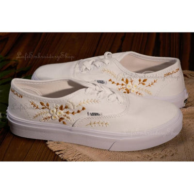 Vans for a Bride , Bridal Sneakers , Embroidered Wedding Shoes