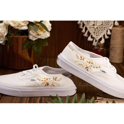 Vans for a Bride , Bridal Sneakers , Embroidered Wedding Shoes
