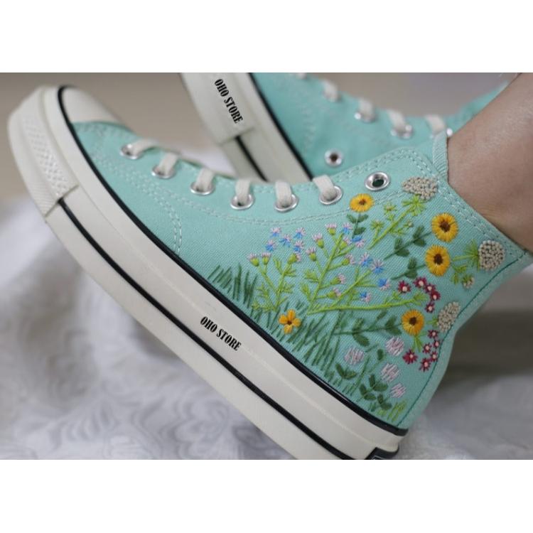 Custom embroidery , Converse , Embroidery , Mushroom shoes