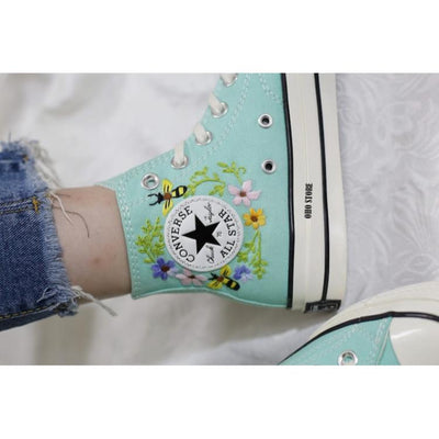 Custom embroidery , Converse , Embroidery , Mushroom shoes