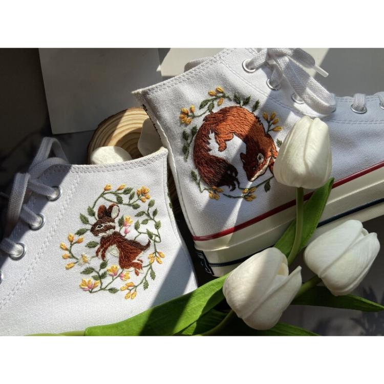 Custom Mint Converse Chuck Taylor Mushrooms Embroidered Converse Shoes