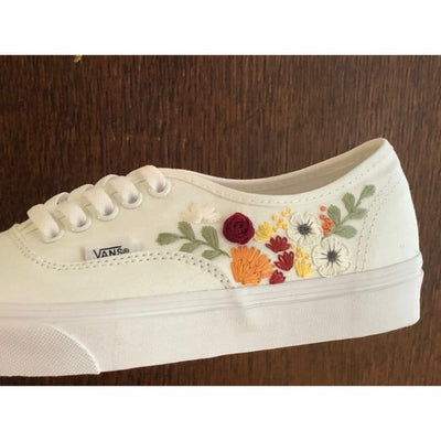 Embroider your wedding bouquet on Vans ,Hand embroidered Vans