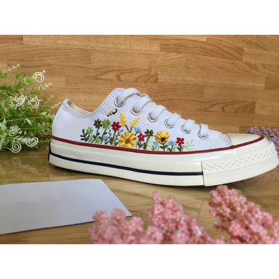 Embroidered Converse, Flower Converse, Embroidered Flower Garden