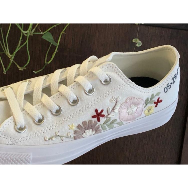 Hand embroidered Sneakers, Custom Vans, Converse, Wedding Vans
