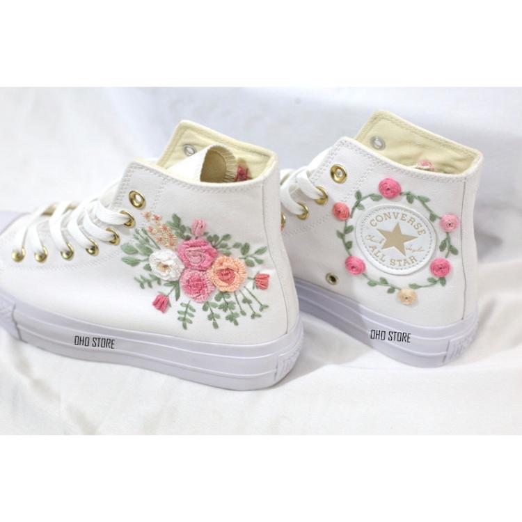 Custom Embroidered Converse Shoes For Weddings, Bridal Converse
