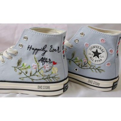 Embroidered converse, Custom Flower Embroidery, Bridal Converse