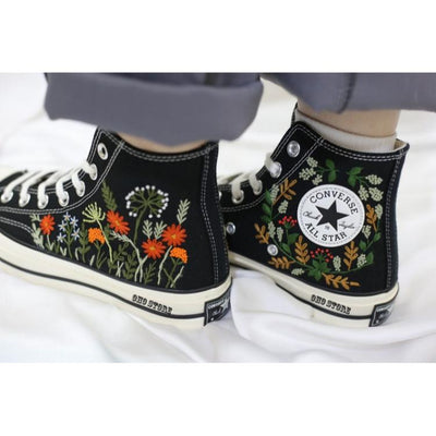 Embroidered converse, Converse Flower Embroidery, Custom Converse