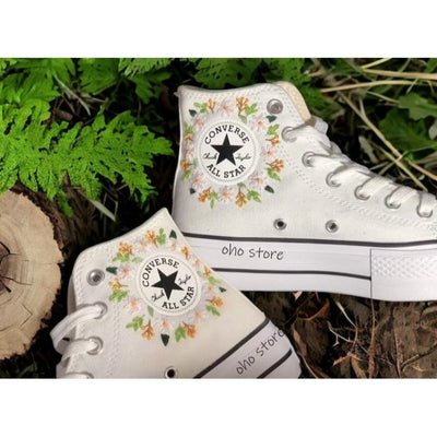 Converse high tops, embroidered shoes converse, wedding converse