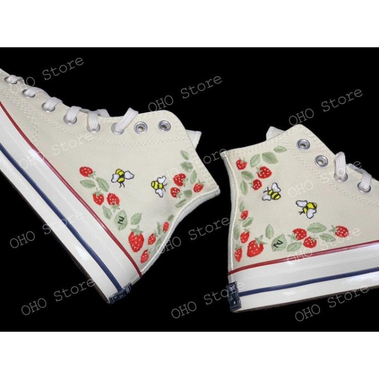 Custom embroidery converse, Shoes flower embroidery,  christmas gifts