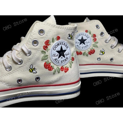 Custom embroidery converse, Shoes flower embroidery,  christmas gifts