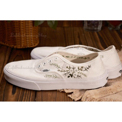 Vans for a Bride , Bridal Sneakers, Embroidered Wedding Shoes