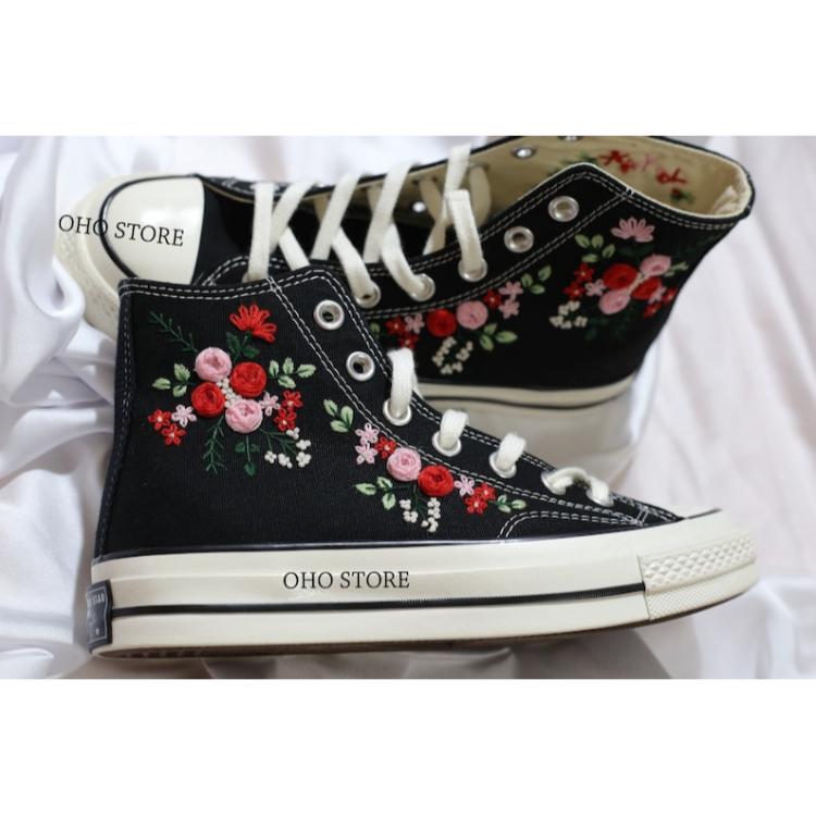 Converse high tops, Custom Converse Chuck Taylor  Flowers Embroidery