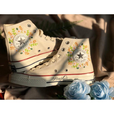 Custom embroidery, Converse shoes, flower embroidery, Unique gifts