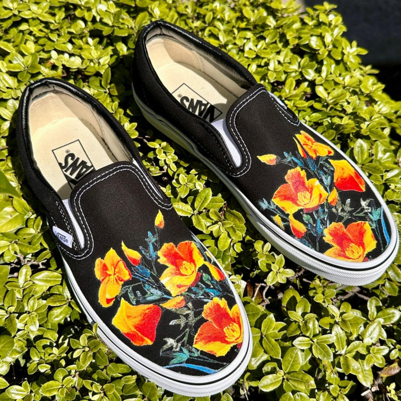 Orange Poppy Flower Spring Floral Shoes