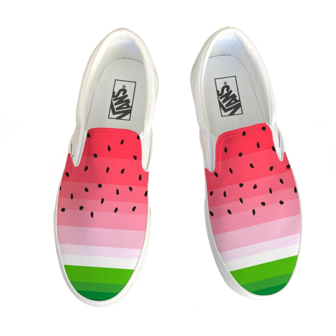 Watermelon White Vans Slip On Shoes