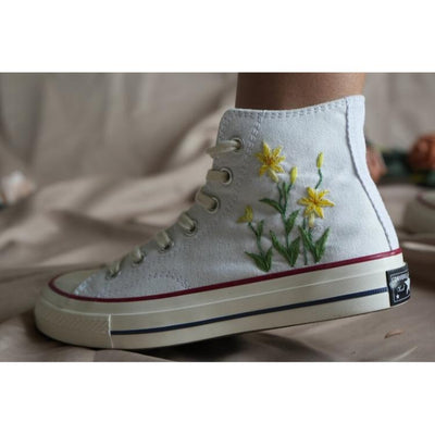 Custom Embroidery Shoes, Flower Converse Handmade, Wedding Gift