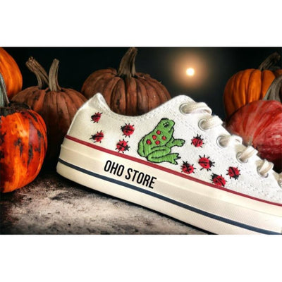 Frog embroidery , Custom converse frog embroidery , Bridal shoes low