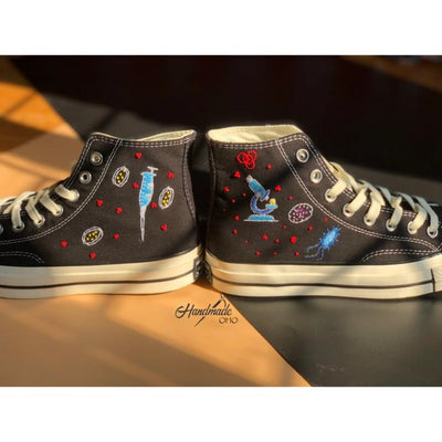 Converse red blood cells, Microscope Cells Custom Embroidery