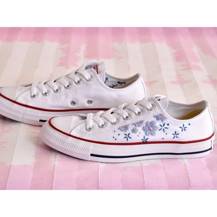 Custom Embroidery Flower Converse for Personalized Wedding