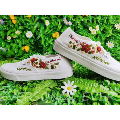 Custom Vans Embroidered Shoes Vans Bridal Sneakers Embroidered Wedding