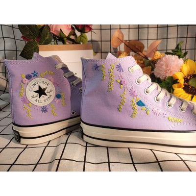 Flower Converse Handmade, Women Shoes, Wedding Gift, Converse Hi Chuck