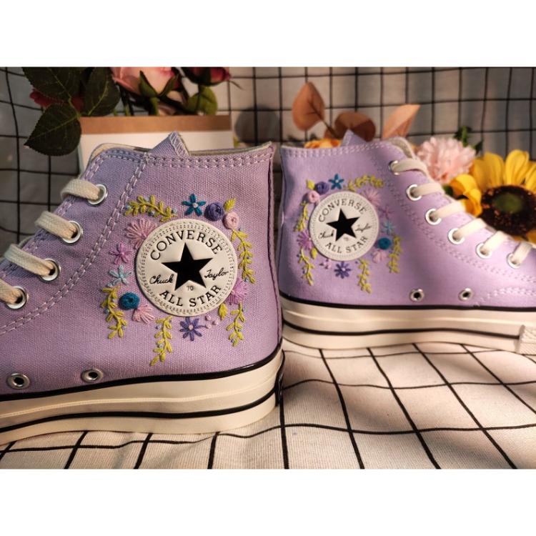Flower Converse Handmade, Women Shoes, Wedding Gift, Converse Hi Chuck