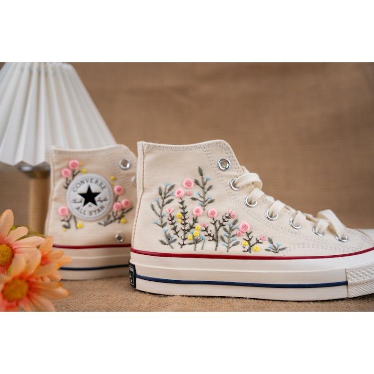 Converse Embroidery, Converse shoe , Rose shoe, Converse Chuck Taylor