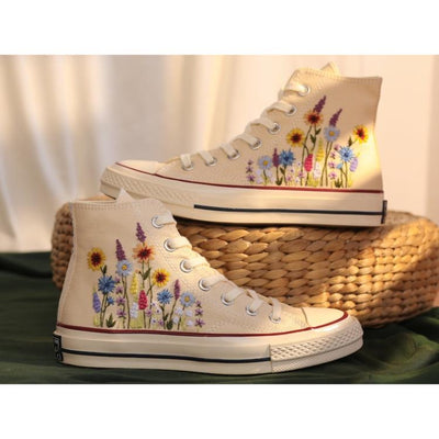 Customized Converse Embroidered, Converse Sunflower Garden