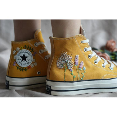 Wedding Gift, Converse Hi Chuck, Wedding Sneakers, Embroidery Shoes