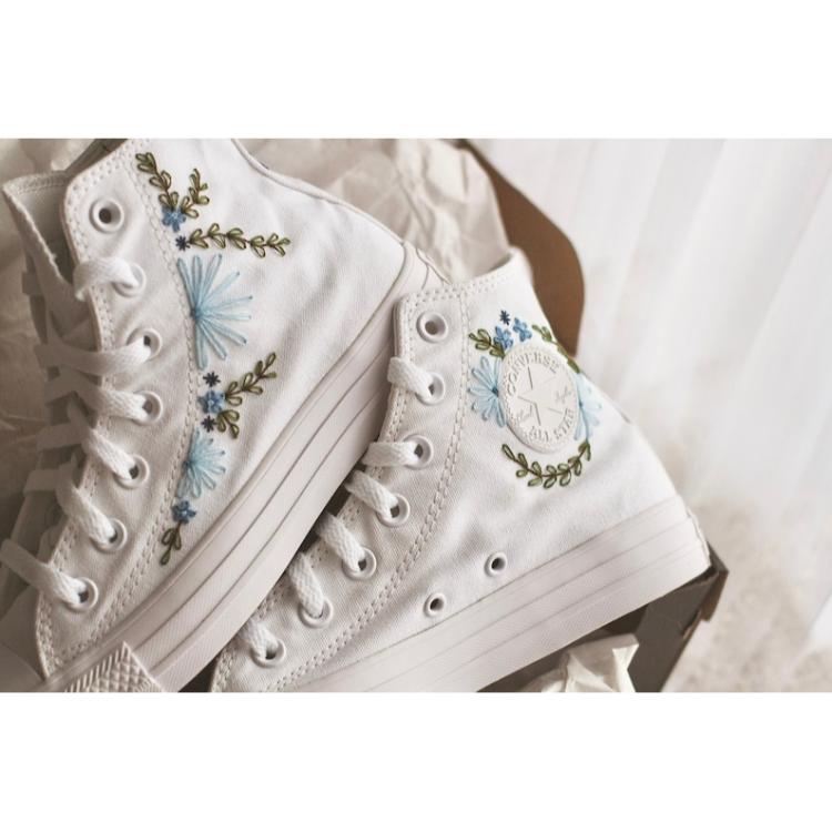 Hand Embroidered Converse Allstars, Wedding Sneakers