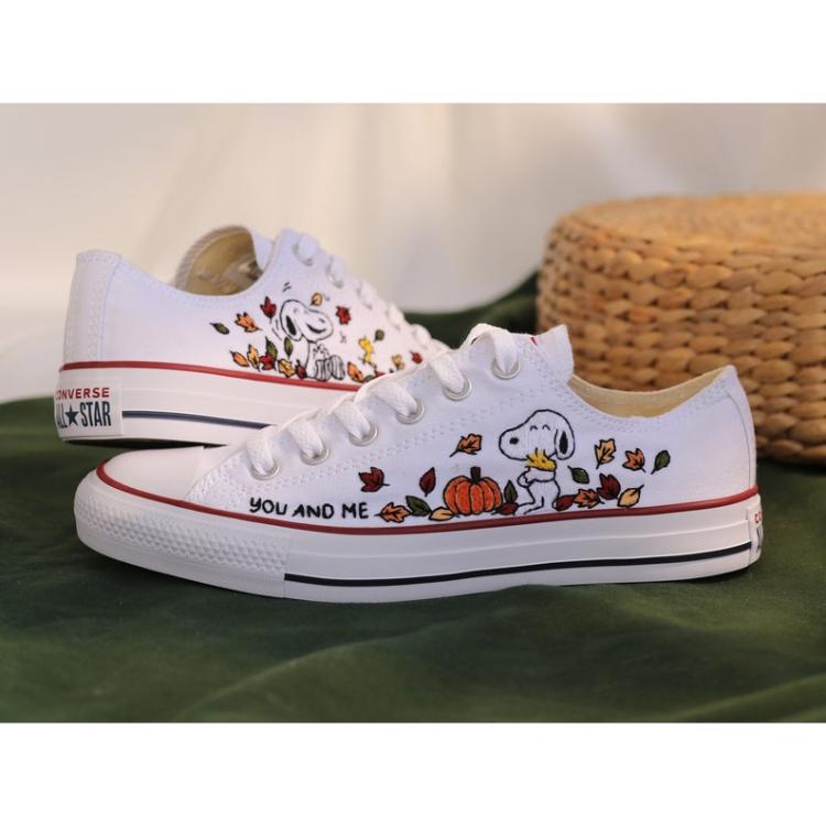 Custom Embroidered Converse Snoopy Dog and Woodstock Peanuts