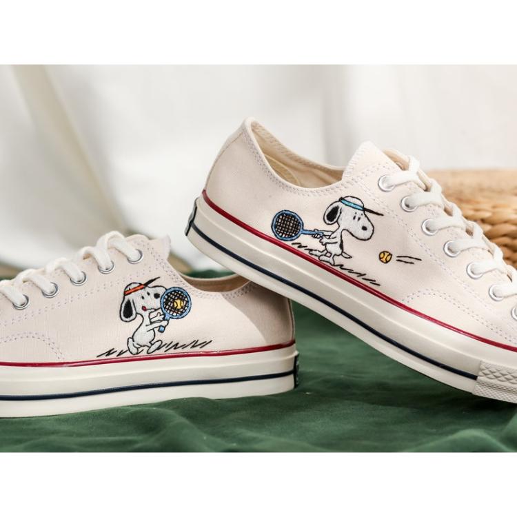Custom Snoopy Embroidered Converse Low Tops, Heartstopper Embroidered