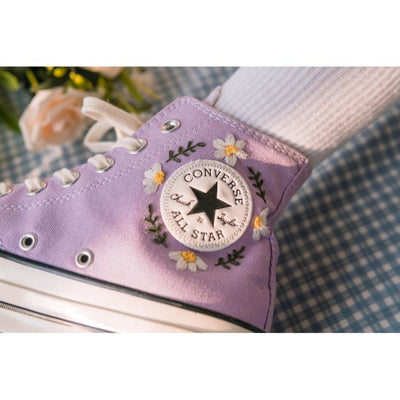 Embroidered Converse, Flower Converse, Custom Converse High Tops