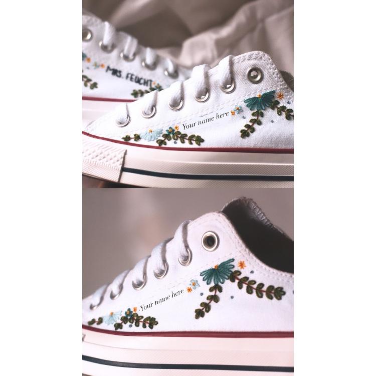 Embroidered Bridal Wedding Converse Shoes , Wedding Gift