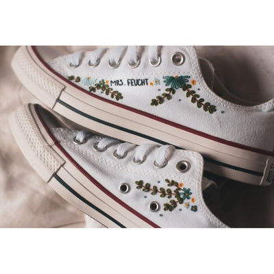 Embroidered Bridal Wedding Converse Shoes , Wedding Gift