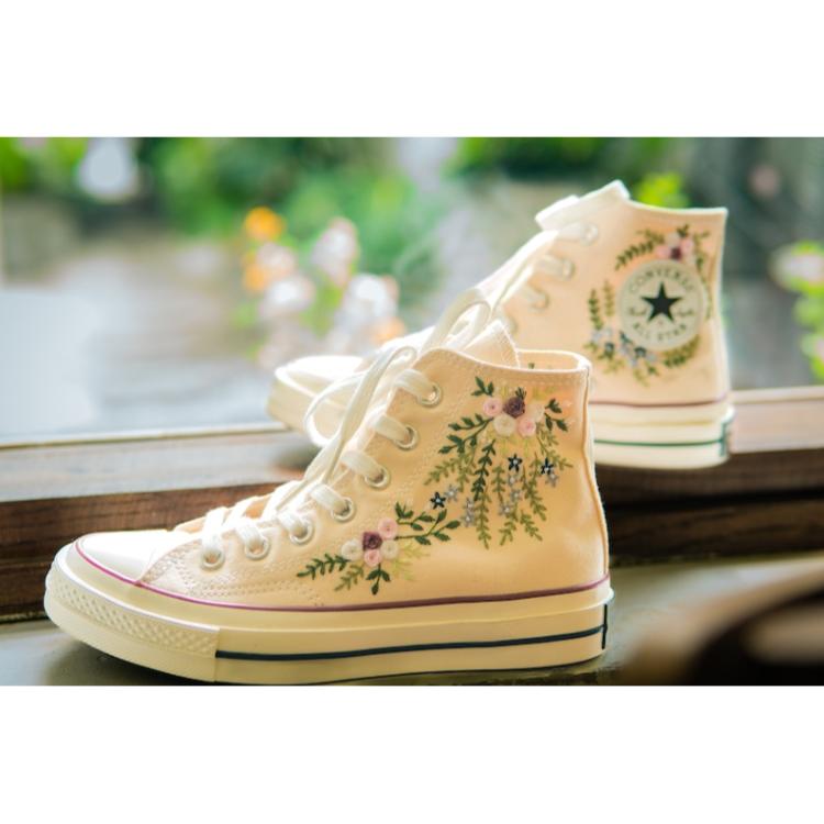 Embroidered Converse, Converse High Tops Bouquet Of Colorful Roses