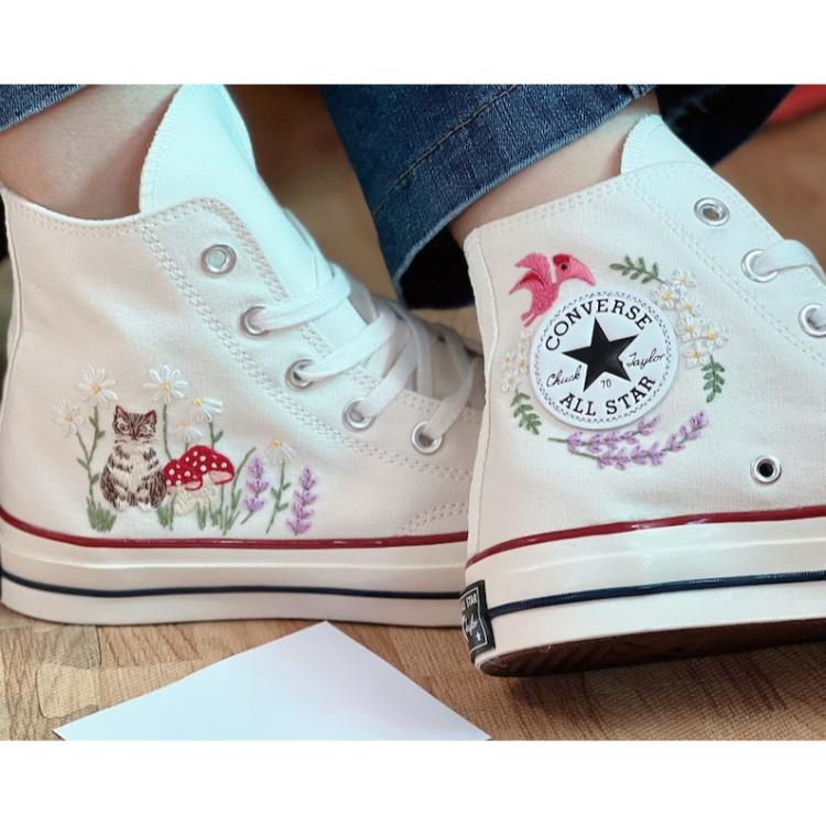 Converse Chuck Taylor, Custom Embroidery Converse, Wedding sneakers
