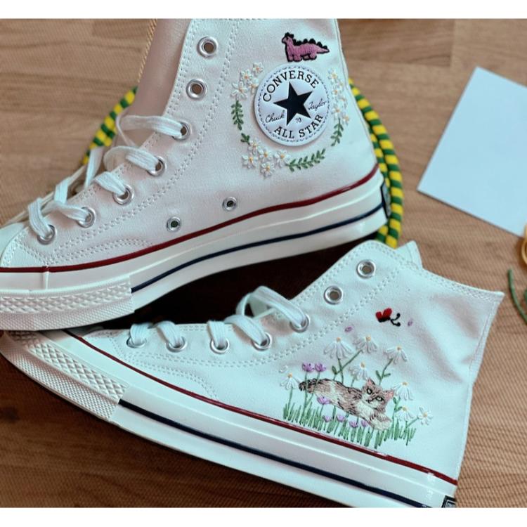 Converse Chuck Taylor, Custom Embroidery Converse, Wedding sneakers