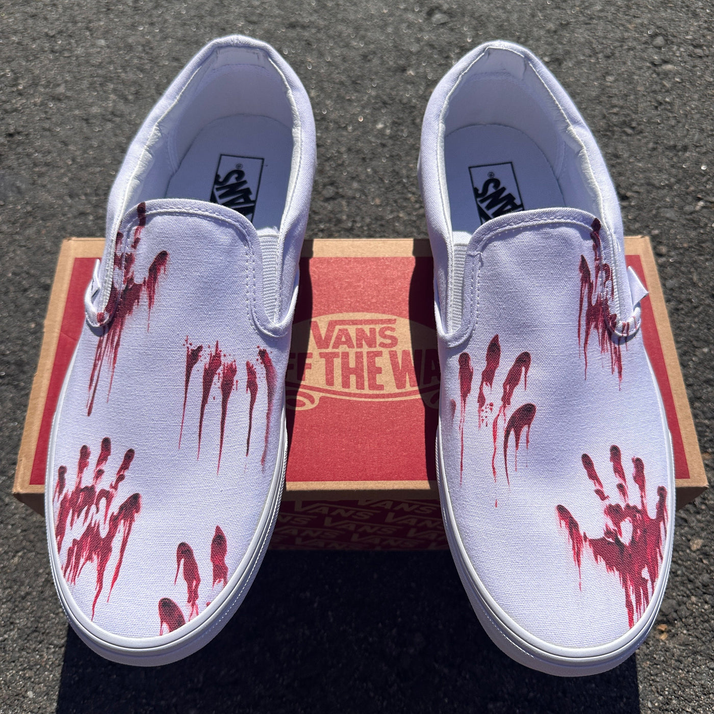 Bloody Hand Print Scary Halloween Custom Slip On Vans