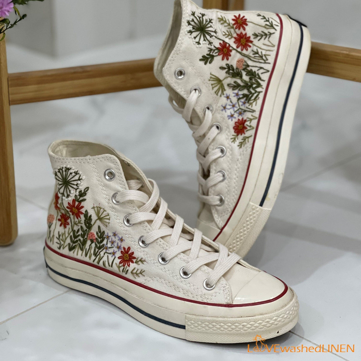Custom Converse Chuck Taylor Embroidered Garden Flower Embroidered