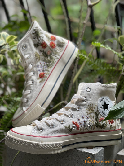 Custom Converse Chuck Taylor Embroidered Garden Flower Embroidered