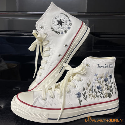 Custom Converse Chuck Taylor Embroidered Garden Flowers Convese Shoes