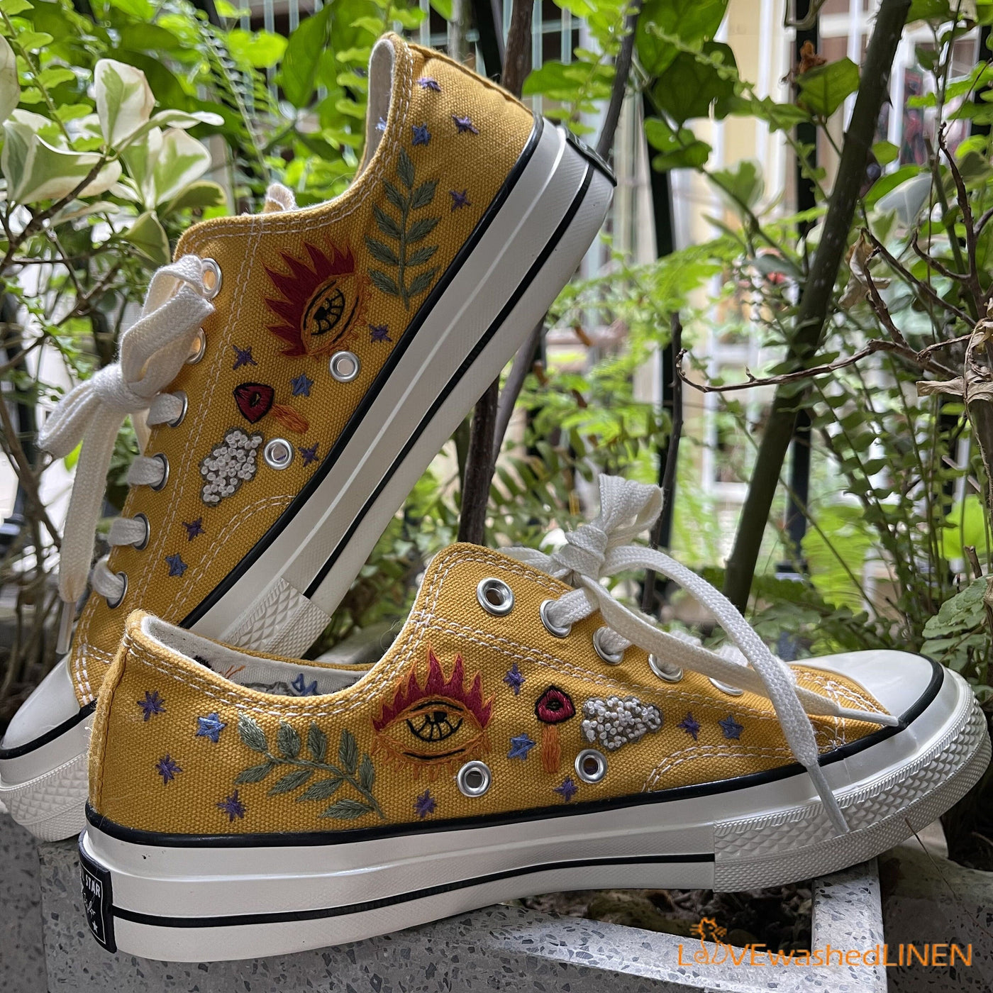 Custom Converse Chuck Taylor, Embroidered Celestial Art Embroidered