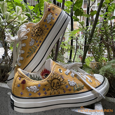 Custom Converse Chuck Taylor, Embroidered Celestial Art Embroidered