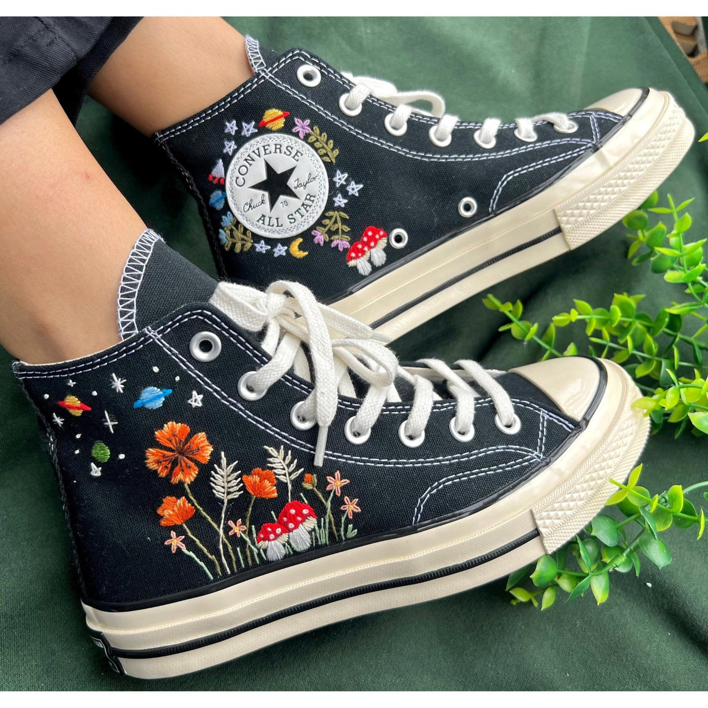 Custom Converse High Tops,Flower Converse,Mushroom Shoes, Flowers