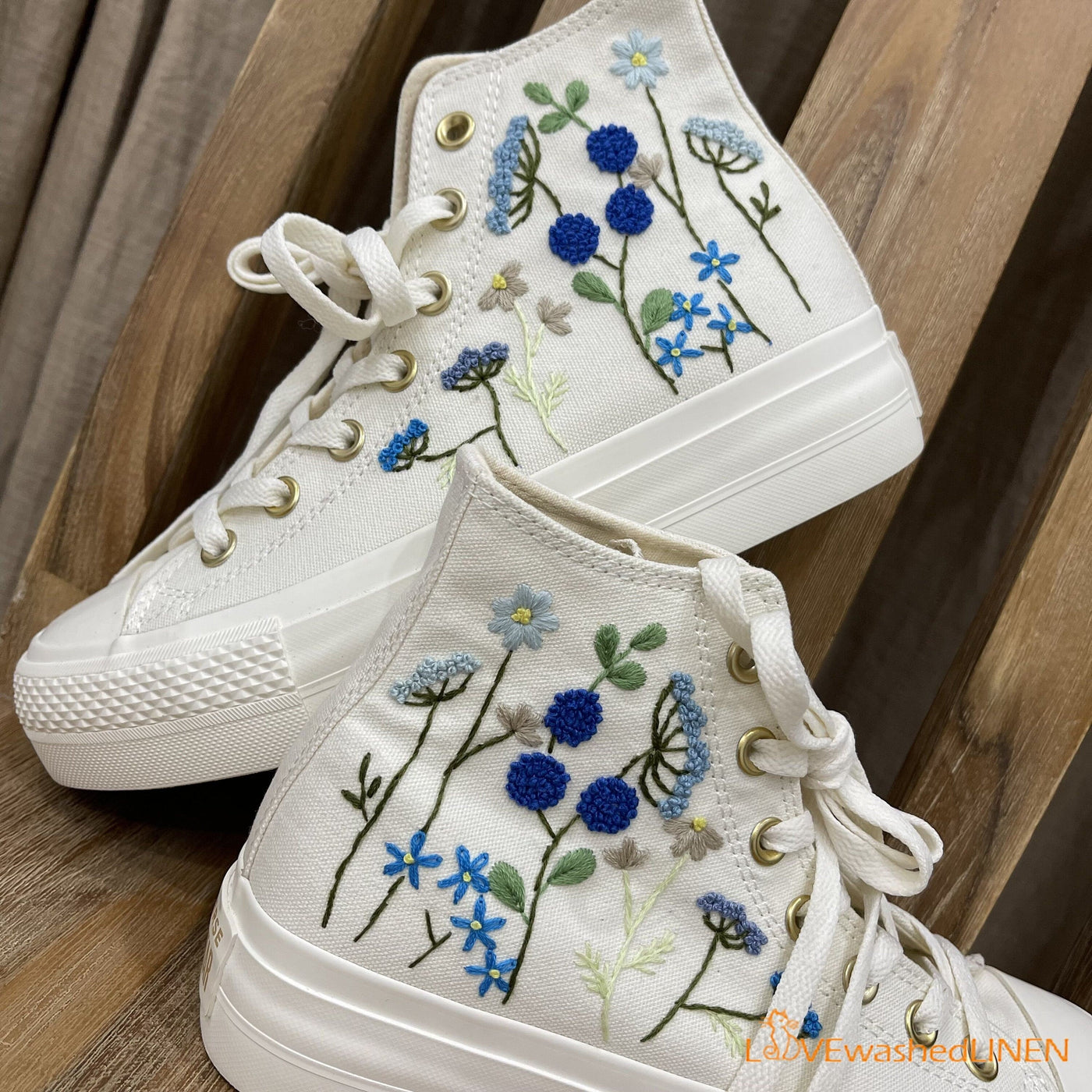 Custom Coverse PlatformWedding Flowers Embroidered ConverseBridal