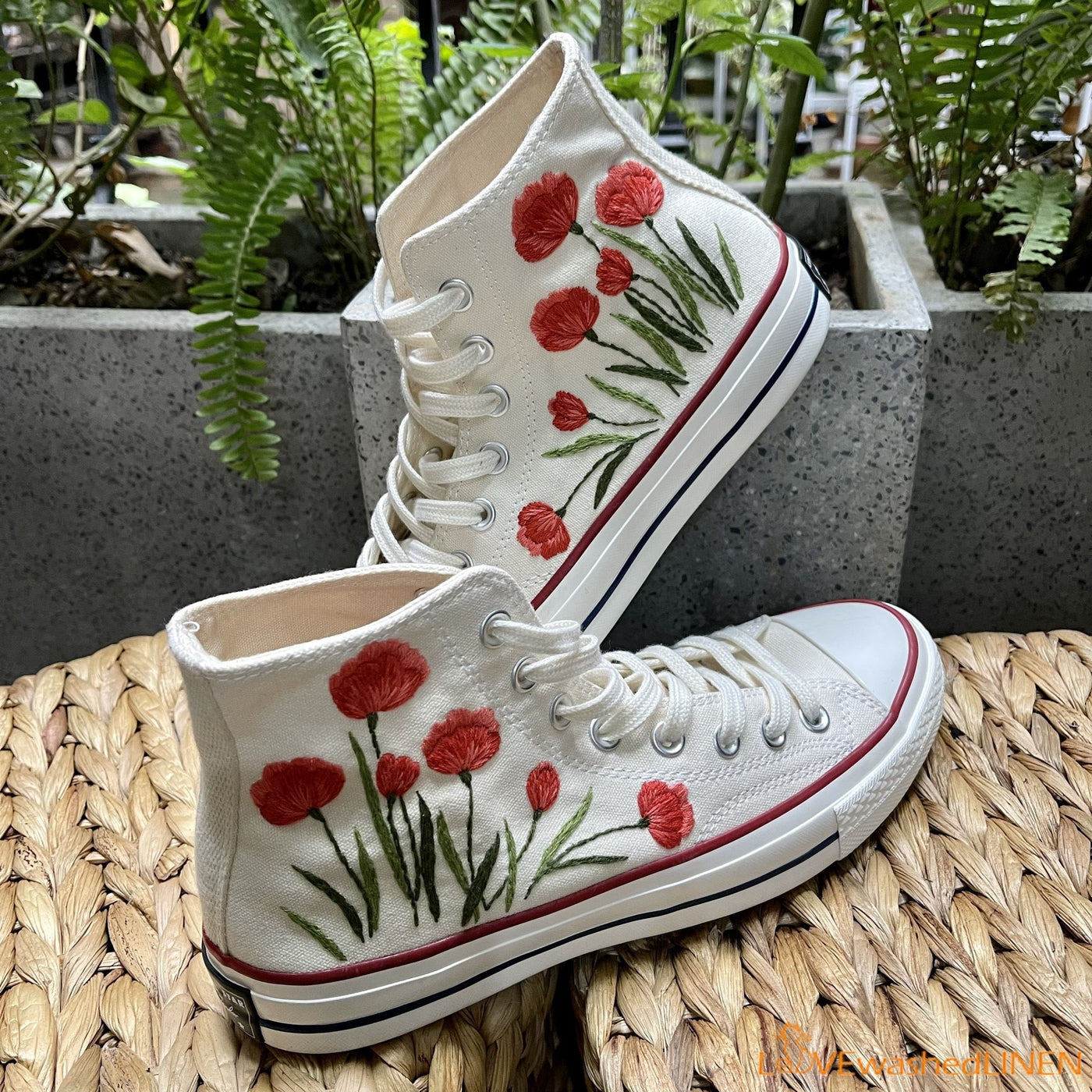 Custom Embroidered Converse High Tops Chuck Taylor 1970s Wedding Hand
