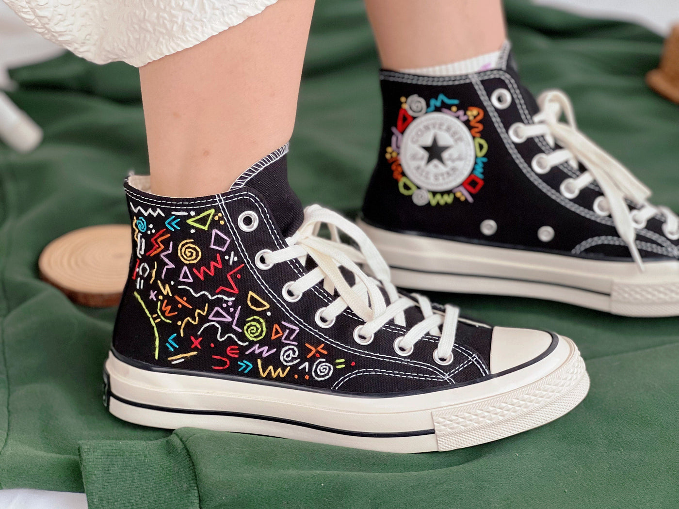 Embroidered Convers,Converse Hi Tops, Math Formula Embroidery Pattern