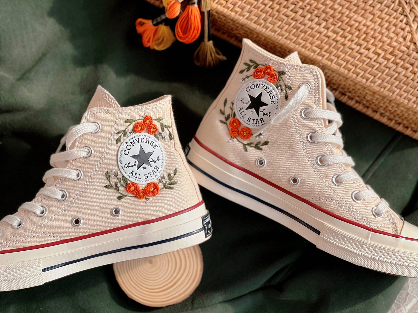 Embroidered Converse,Bridal Converse,Flower Converse,Custom Converse