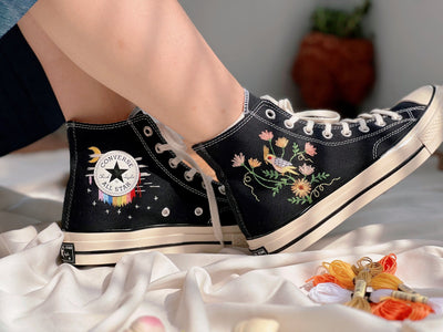 Embroidered Converse Chuck Taylors, Converse Pet, Bird And Flower